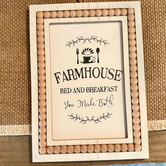 Farmhouse Bed and Breakfast Sign Beaded Frame~cottagecore~rustic~hobby lobby - Picture 2 of 2